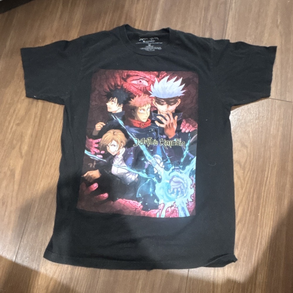 Crunchyroll Jujutsu Kaisen Black Graphic T-Shirt, 100% Cotton Size M